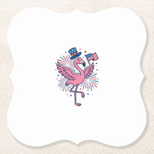 Patriotisk Flamingo Fyrverkerier Vector Design_1 Underlägg Papper