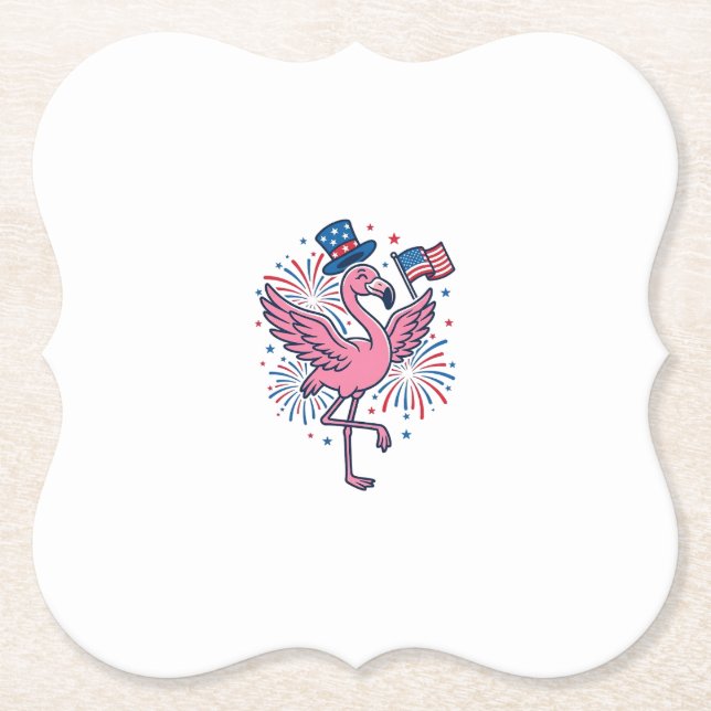 Patriotisk Flamingo Fyrverkerier Vector Design_1 Underlägg Papper (Framsida)