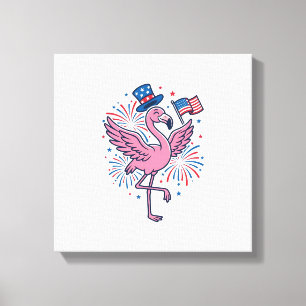 Patriotisk Flamingo Fyrverkerier Vektor Design_1 Canvastryck