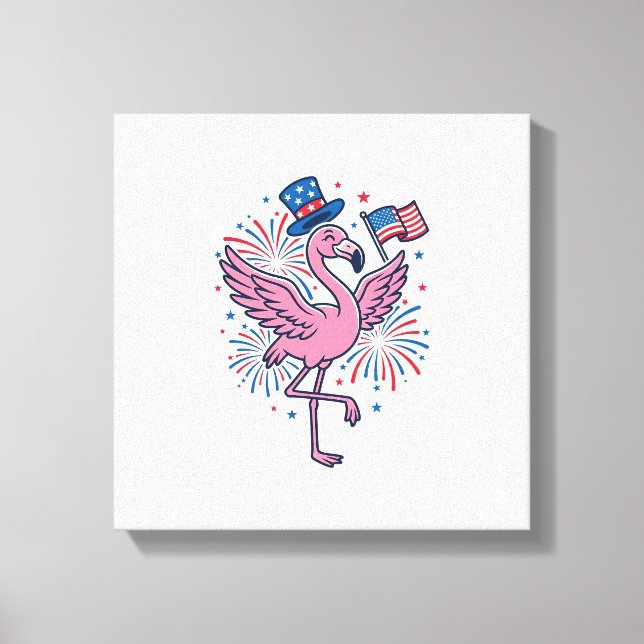 Patriotisk Flamingo Fyrverkerier Vektor Design_1 Canvastryck (Framsida)