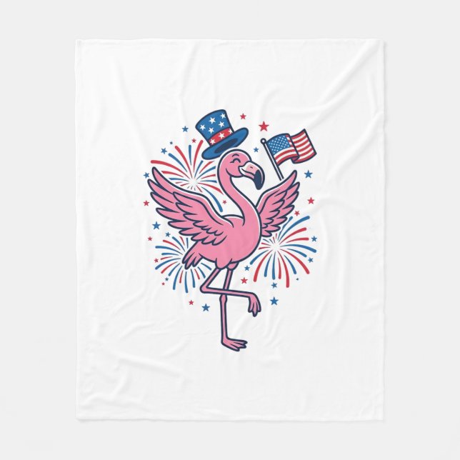 Patriotisk Flamingo Fyrverkerier Vektor Design_1 Fleecefilt (Framsidan)