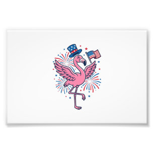 Patriotisk Flamingo Fyrverkerier Vektor Design_1 Fototryck