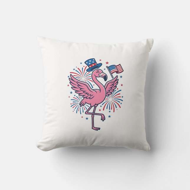 Patriotisk Flamingo Fyrverkerier Vektor Design_1 Kudde (Framsida)