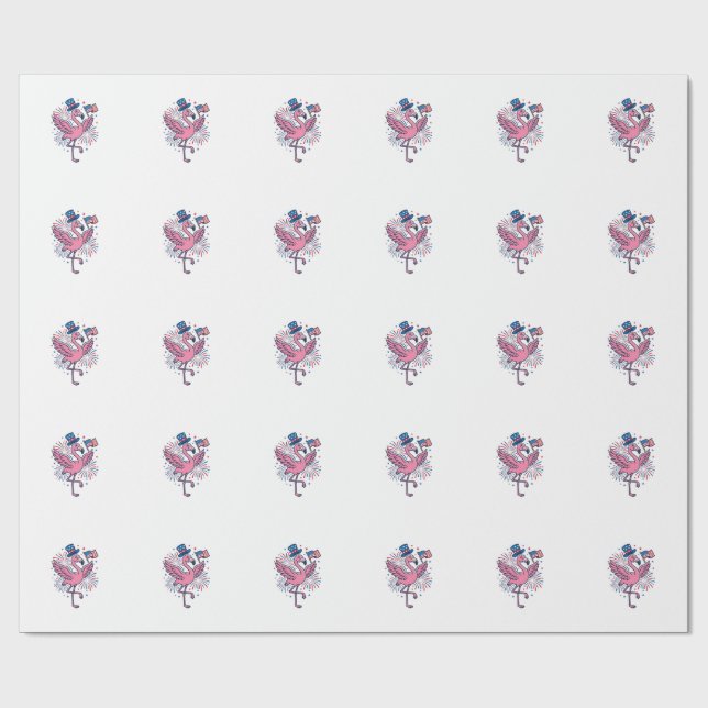 Patriotisk Flamingo Fyrverkerier Vektor Design_1 Presentpapper (Platt)