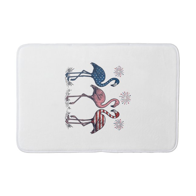 Patriotisk Flamingo Trio Vintage Gravyr Design_1 Badrumsmatta (Framsidan)