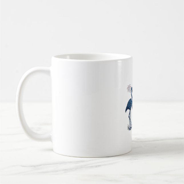 Patriotisk Flamingo Trio Vintage Gravyr Design_1 Kaffemugg (Vänster)
