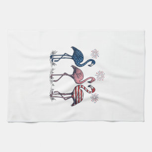 Patriotisk Flamingo Trio Vintage Gravyr Design_1 Kökshandduk