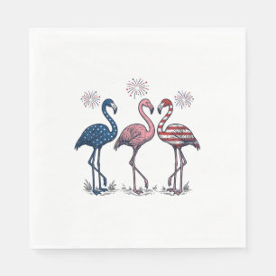 Patriotisk Flamingo Trio Vintage Gravyr Design_1 Pappersservett