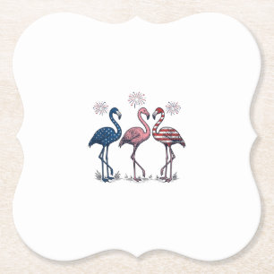 Patriotisk Flamingo Trio Vintage Gravyr Design_1 Underlägg Papper