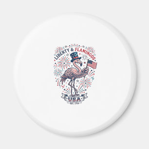 Patriotisk Flamingo Vintage Gravyr T-Shirt Design_ Magnet