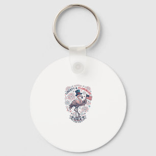 Patriotisk Flamingo Vintage Gravyr Tröja Design_ Nyckelring