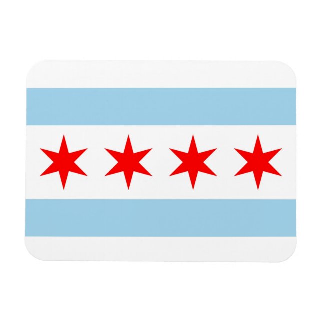 Patriotisk flexibel magnet med Chicago City flagga (Horisontell)