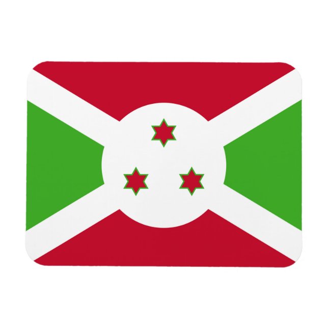 Patriotisk flexibel magnet med flagga av Burundi (Horisontell)