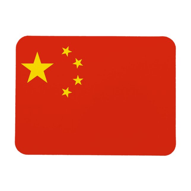 Patriotisk flexibel magnet med flagga av China (Horisontell)