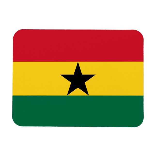 Patriotisk flexibel magnet med flagga av Ghana (Horisontell)