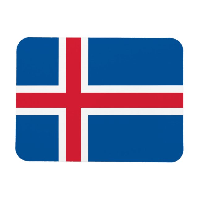 Patriotisk flexibel magnet med flagga av Island (Horisontell)