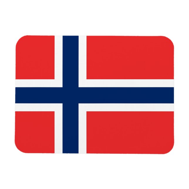 Patriotisk flexibel magnet med flagga av Norge (Horisontell)