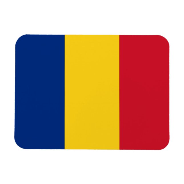 Patriotisk flexibel magnet med flagga av Rumänien (Horisontell)