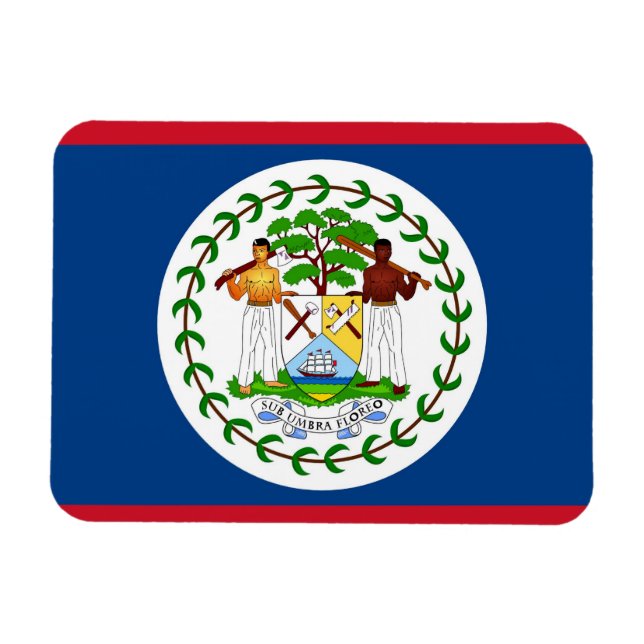 Patriotisk flexibel magnet med flagga Belize (Horisontell)