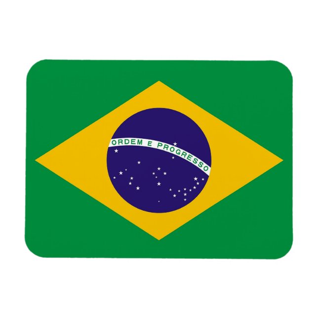 Patriotisk flexibel magnet med flagga från Brasili (Horisontell)