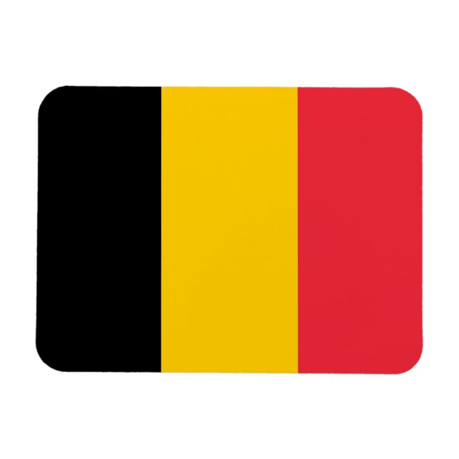 Patriotisk flexibel magnet med flagga i Belgien (Horisontell)