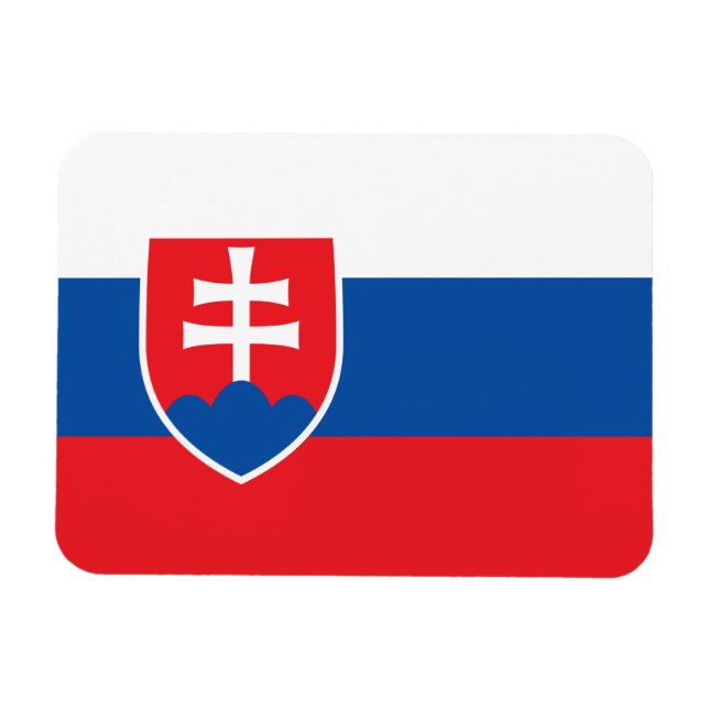 Patriotisk flexibel magnet med flagga i Slovakien (Horisontell)