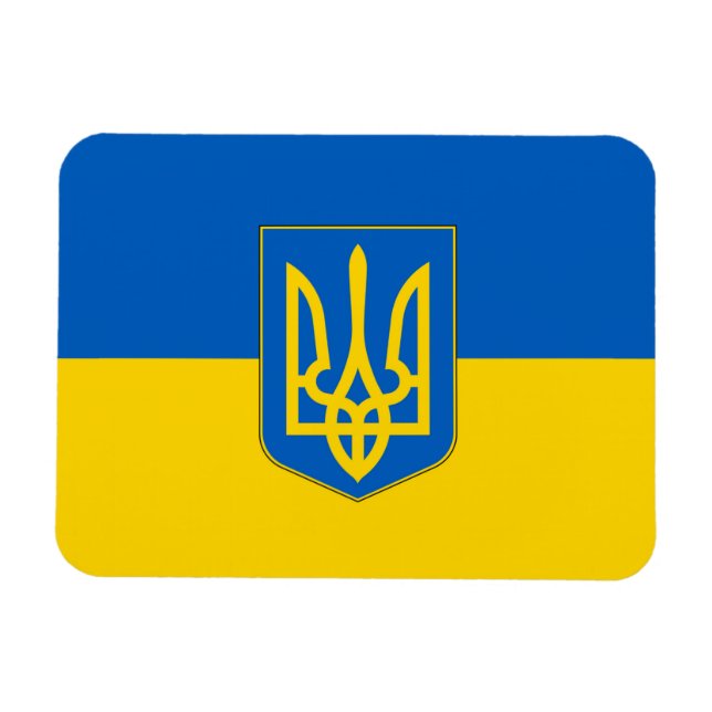 Patriotisk flexibel magnet med flagga i Ukraina (Horisontell)