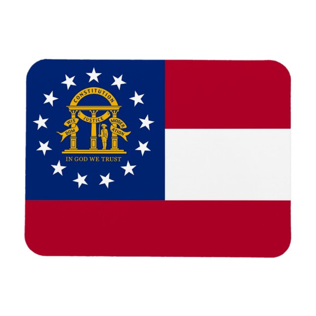 Patriotisk flexibel magnet med Georgia flagga (Horisontell)