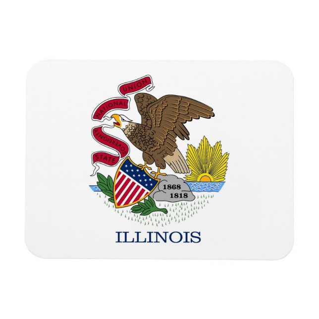 Patriotisk flexibel magnet med Illinois flagga (Horisontell)