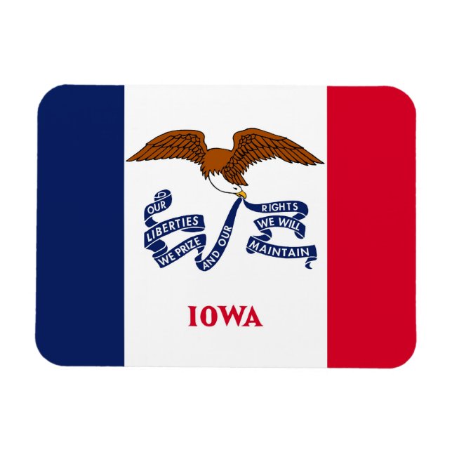 Patriotisk flexibel magnet med Iowa flagga (Horisontell)