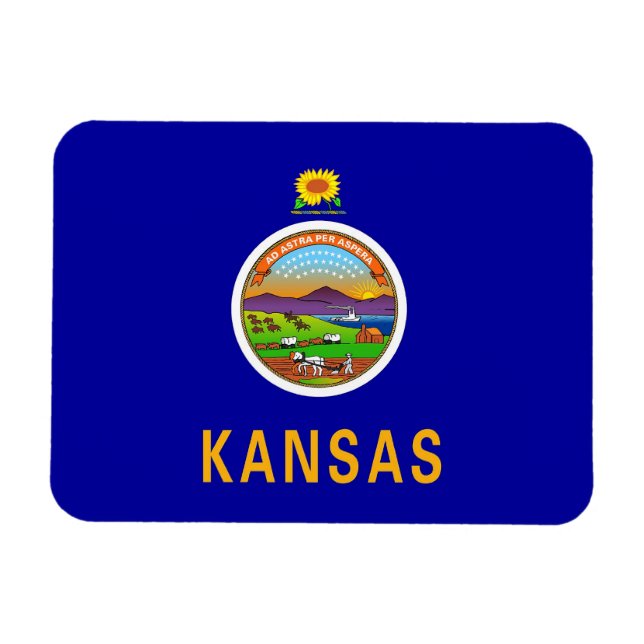 Patriotisk flexibel magnet med Kansas flagga (Horisontell)