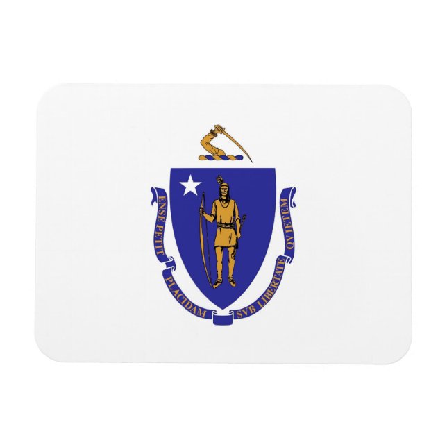 Patriotisk flexibel magnet med Massachusetts flagg (Horisontell)