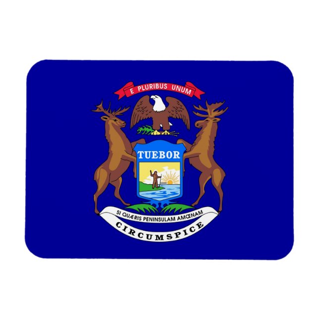 Patriotisk flexibel magnet med Michigan flagga (Horisontell)