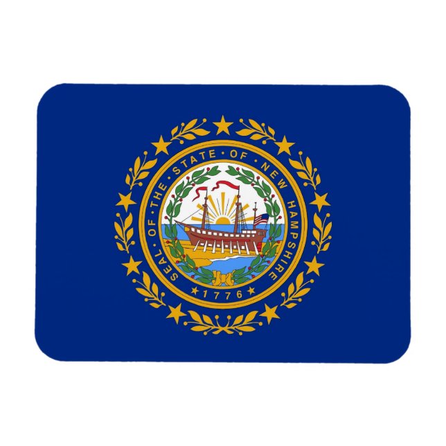 Patriotisk flexibel magnet med New Hampshire flagg (Horisontell)