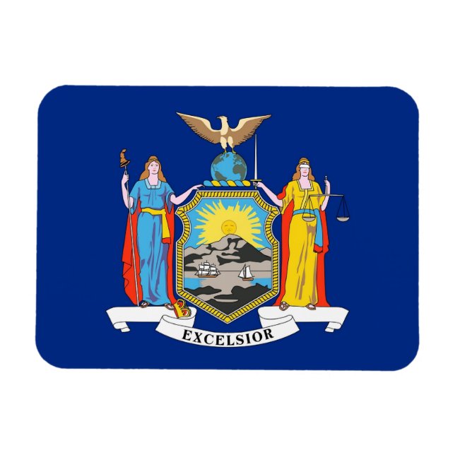 Patriotisk flexibel magnet med New York flagga (Horisontell)