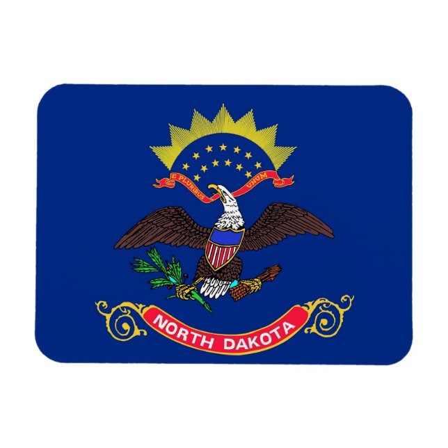 Patriotisk flexibel magnet med North Dakota flagga (Horisontell)