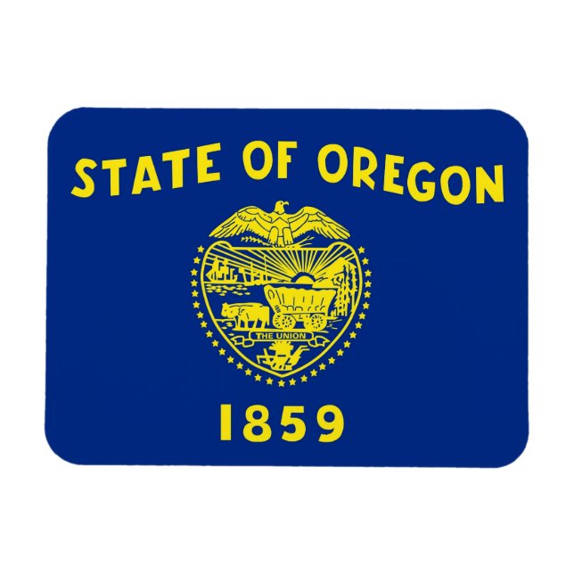 Patriotisk flexibel magnet med Oregon flagga (Horisontell)