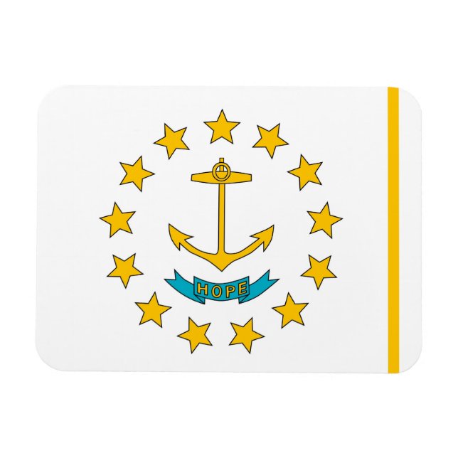 Patriotisk flexibel magnet med Rhode island flagga (Horisontell)