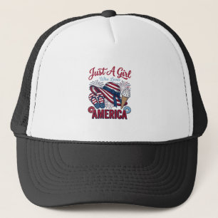 Patriotisk flicka Amerika sommar vintage t-shirt D Keps