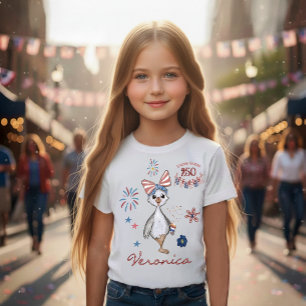 Patriotisk Flickas US 250-årsfirande Dumma Gås T Shirt