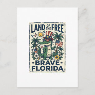 Patriotisk Florida Alligator 4:e Juli Vykort