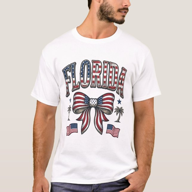 Patriotisk Florida Vintage Bow Fjärde Juli Tröja (Framsida)