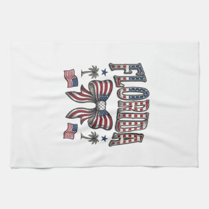 Patriotisk Florida Vintage Bow Fjärde Juli Tröja Kökshandduk