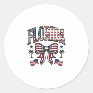 Patriotisk Florida Vintage Bow Fjärde Juli Tröja Runt Klistermärke