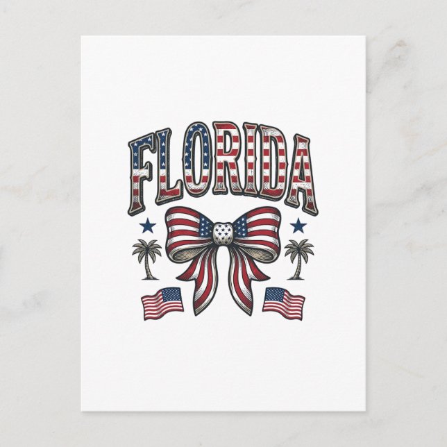 Patriotisk Florida Vintage Bow Självständighetsdag Vykort (Framsida)