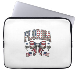 Patriotisk Florida Vintagebåge Fjärde Juli Tröja Laptop Fodral