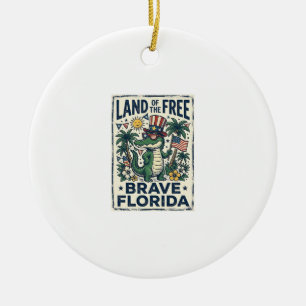 Patriotisk Floridas alligator 4 juli Julgransprydnad Keramik