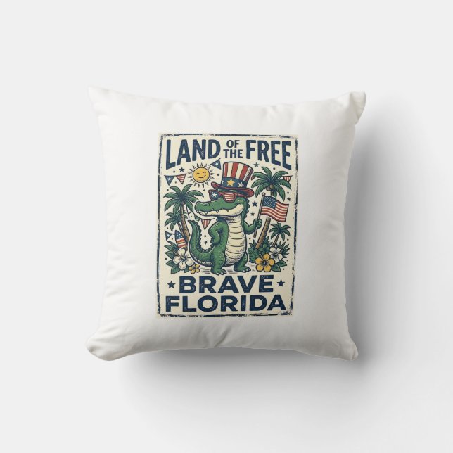 Patriotisk Floridas alligator 4 juli Kudde (Framsida)