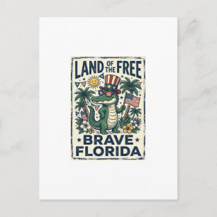 Patriotisk Floridas alligator 4 juli Vykort