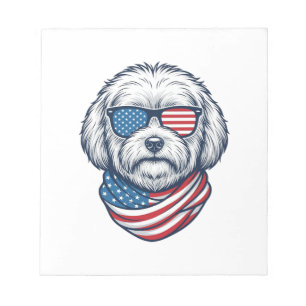 Patriotisk Fluffig Hund Vektor Illustration_1 Anteckningsblock